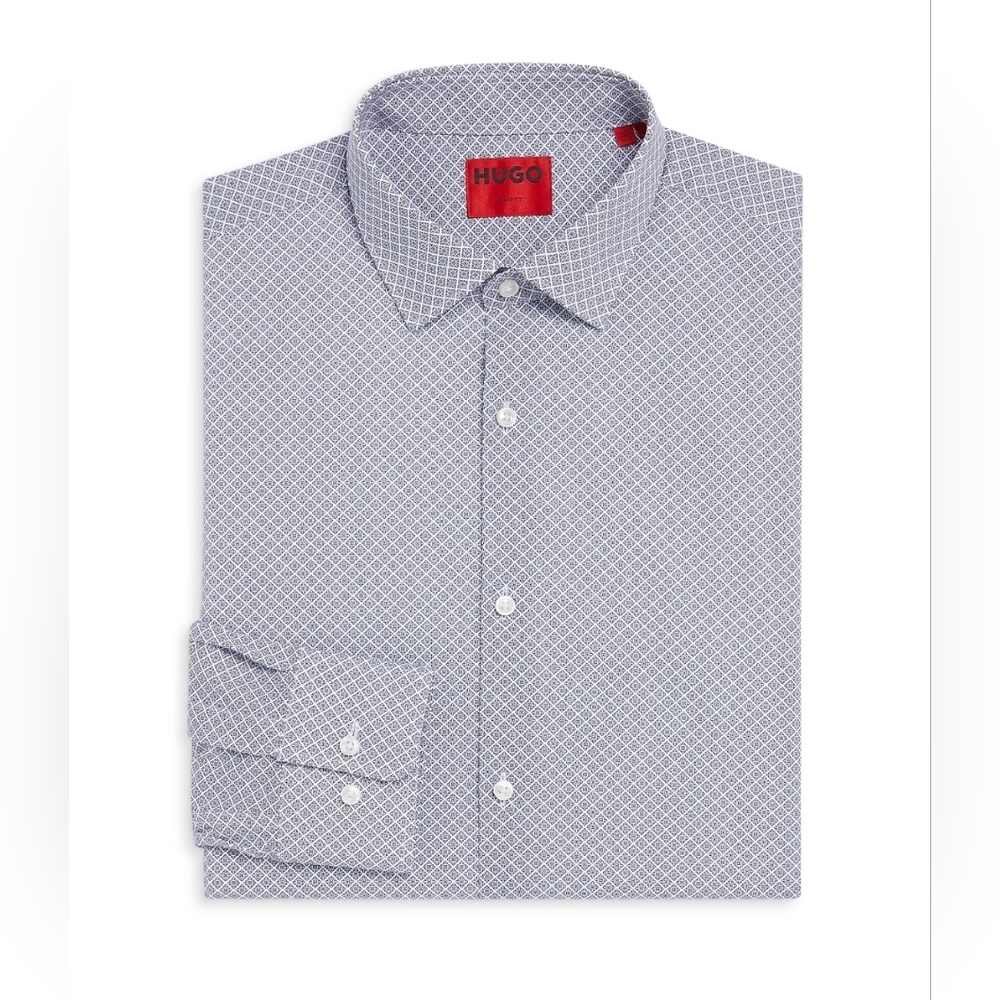 HUGO Men Mabel Micro Print Regular Fit Dress Shirt